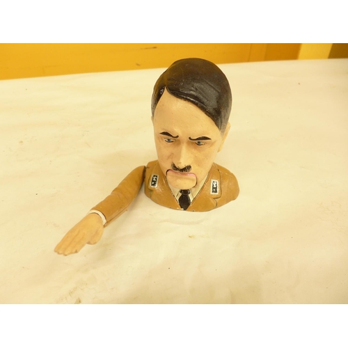 445 - A HAND PAINTED CAST IRON ADOLF HITLER NUTCRACKER, RAISE HIS ARM AND HIS  MOUTH OPENS