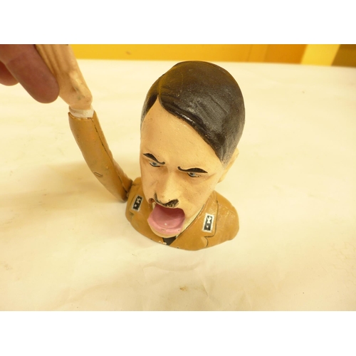 445 - A HAND PAINTED CAST IRON ADOLF HITLER NUTCRACKER, RAISE HIS ARM AND HIS  MOUTH OPENS