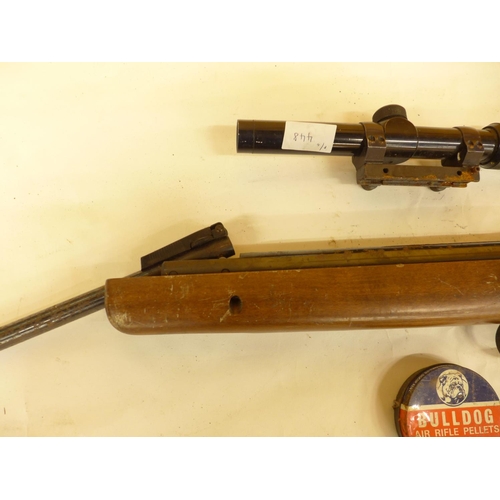 448 - A BSA SUPERSPORT .22 CALIBRE AIR RIFLE, 47CM BARREL AND A TASCO TELESCOPIC SIGHT AND A TIN OF PELLET... 