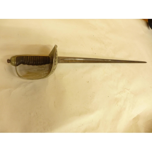 497 - A GEORGE V INFANTRY OFFICERS SWORD, 82CM BLADE, PIERCED GUARD