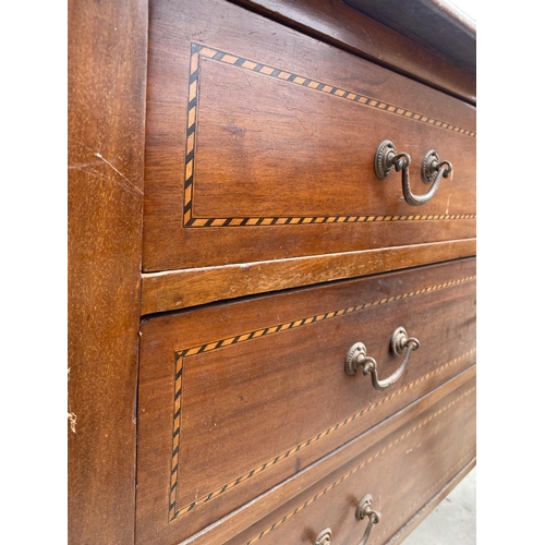 2491 - AN EDWARDDIAN MAHOGANY AND INLAID DRESSING CHEST, 42