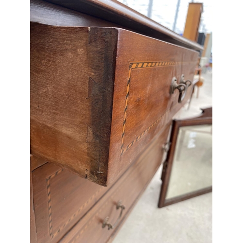 2491 - AN EDWARDDIAN MAHOGANY AND INLAID DRESSING CHEST, 42