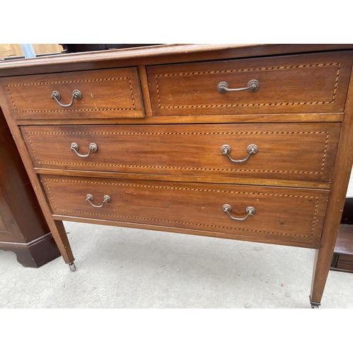 2491 - AN EDWARDDIAN MAHOGANY AND INLAID DRESSING CHEST, 42