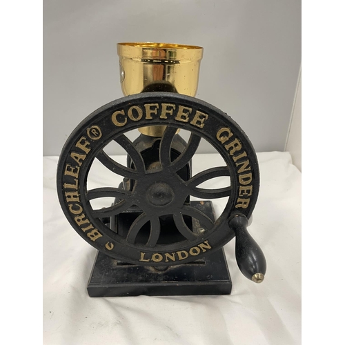 54 - A HEAVY CAST BIRCHLEAF OF LONDON COFFEE GRINDER