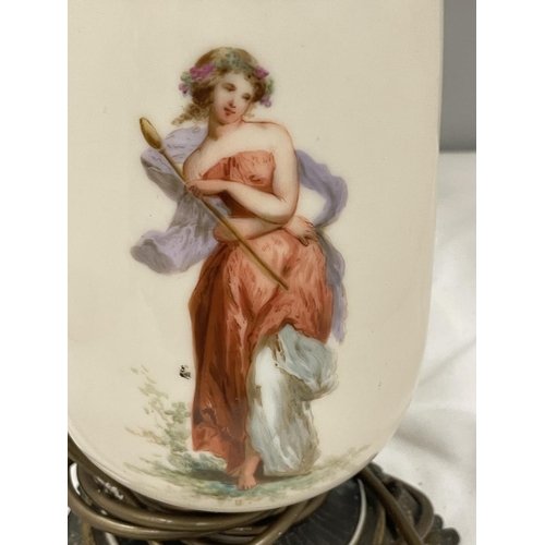 57 - A VINTAGE CERAMIC TABLE LAMP WITH A LADY DECORATION