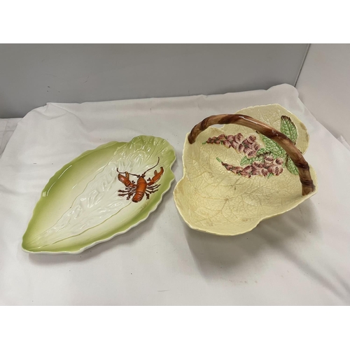 80 - TWO PIECES OF CARLTON WARE (AUSTRALIA), ONE A MAJOLICA STYLE OVAL PLATE WITH LOBSTER DESIGN, THE OTH... 