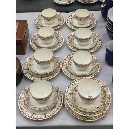 208 - A QUANTITY OF QUEEN'S CHINA CUPS, SAUCERS AND SIDE PLATES