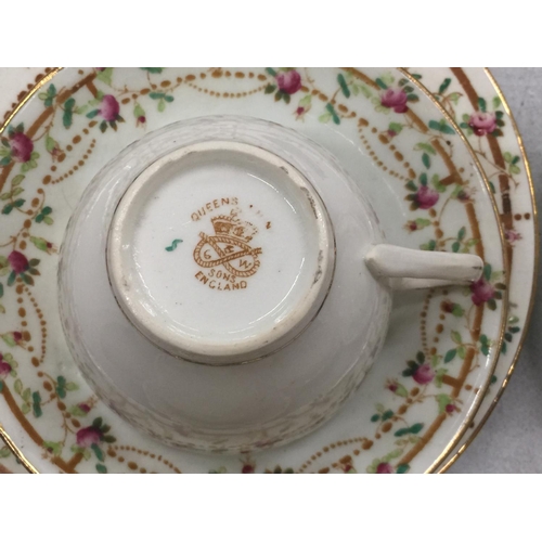 208 - A QUANTITY OF QUEEN'S CHINA CUPS, SAUCERS AND SIDE PLATES