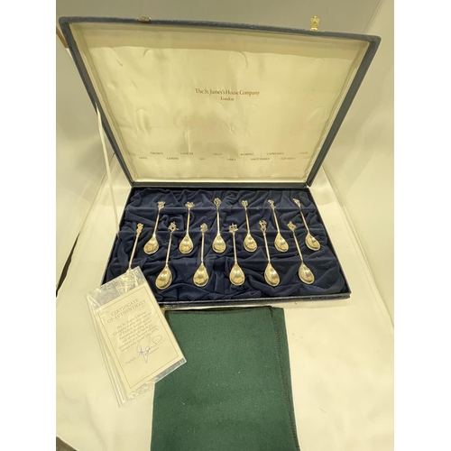 1 - A SET OF TWELVE STERLING SILVER AND SILVER GILT LIMITED EDITION FOR YEAR 1979 ASTROLOGICAL SPOONS IN... 