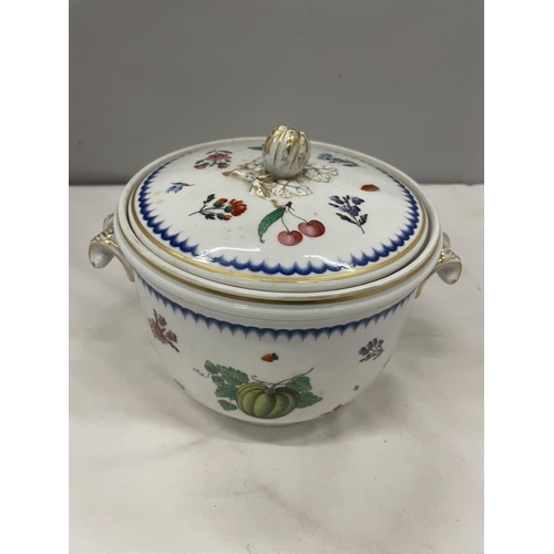 12 - A PITTORIA RICHARD GINORI ITALY FRUIT DESIGN CERAMIC ICE BUCKET CACHE WITH ORIGINAL GLASS LINER