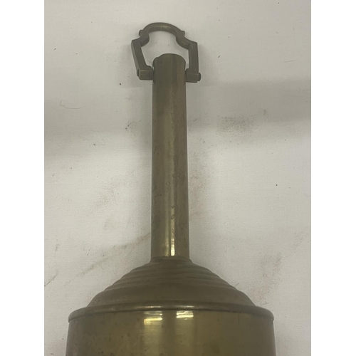 25 - JOHN LINWOOD 19TH CENTURY BRASS SPIT ROASTER ENGLISH BRASS AND FORGED IRON JACK