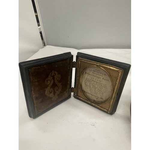 27 - THREE VINTAGE FRAMES ONE A P CHRITCHLOW & CO DAGUERREOTYPE CASES UNION CASE