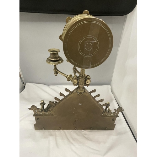 32 - A BRASS MILITARY DESK AND CLOCK SET