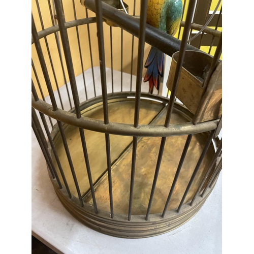 47 - A LARGE VINTAGE BRASS PARROT/BIRD CAGE HEIGHT APPROXIMATELY 100CM