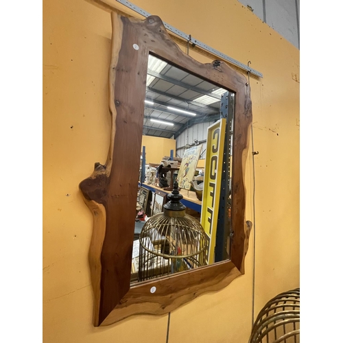 48 - A LARGE PINE FRAMED MIRROR APPROXIMATELY 106CM X 70CM