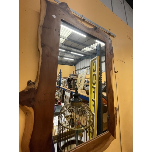 48 - A LARGE PINE FRAMED MIRROR APPROXIMATELY 106CM X 70CM