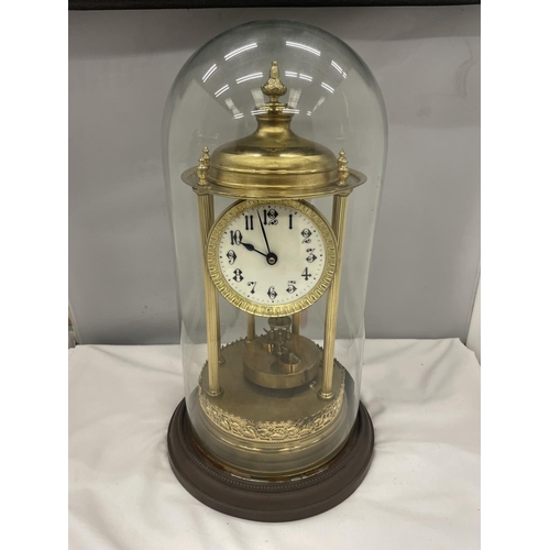 52A - A LARGE ANNIVERSARY CLOCK WITH GLASS DOME (DOME A/F)