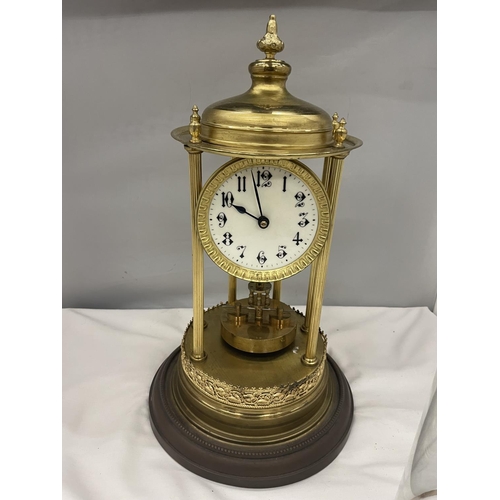 52A - A LARGE ANNIVERSARY CLOCK WITH GLASS DOME (DOME A/F)