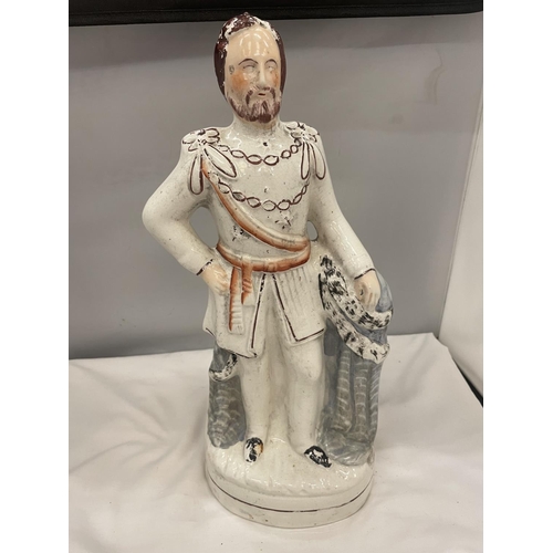 53 - A RARE STAFFORDSHIRE FIGURE OF THE PRICE OF WALES CIRCA 1870 HEIGHT 43CM/17 INCHES, WIDTH AT BASE 18... 