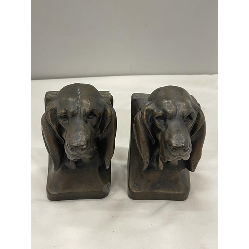 9 - A PAIR OF DOGS HEAD BOOK ENDS