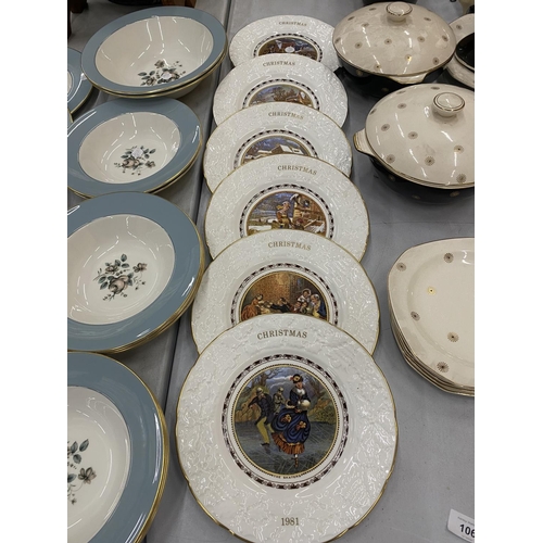 106 - SIX COALPORT CHRISTMAS PLATES FROM 1976 TO 1981