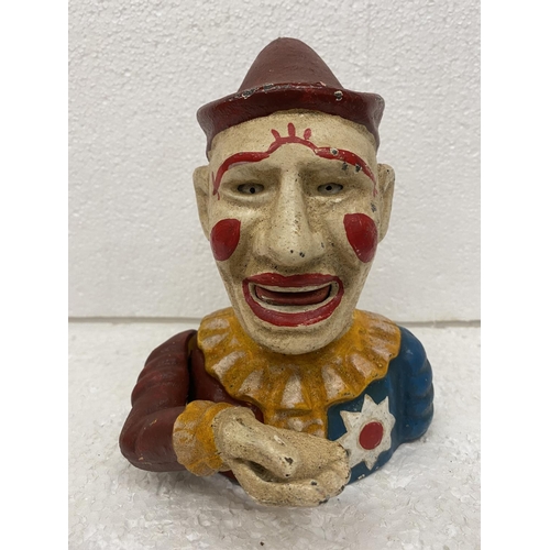 115 - A VINTAGE STYLE CAST CLOWN MONEY BOX