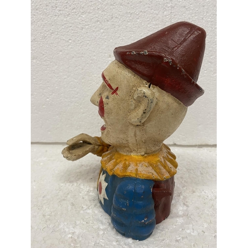 115 - A VINTAGE STYLE CAST CLOWN MONEY BOX