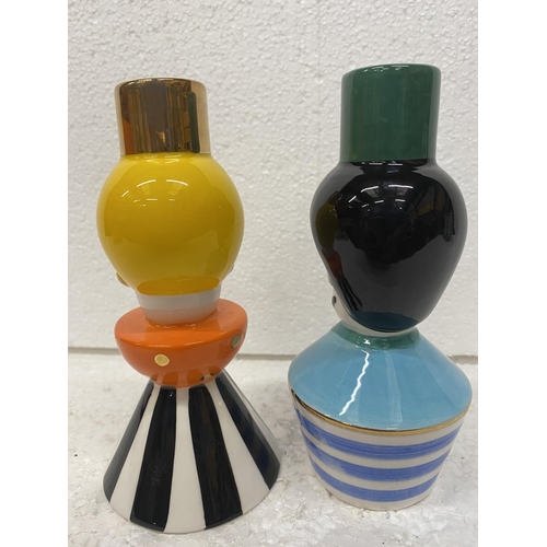 120 - TWO RETRO STYLE CANDLE HOLDERS IN THE FORM OF A CLOWN AND RINGMASTER