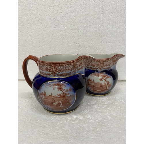 125 - TWO VINTAGE RIDGWAY JUGS WITH TRANSFER PRINTED SCENES OF DICKENS' 'OLD CURIOSITY SHOP'