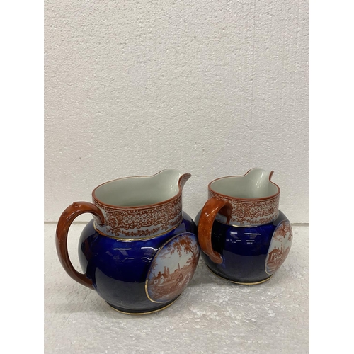 125 - TWO VINTAGE RIDGWAY JUGS WITH TRANSFER PRINTED SCENES OF DICKENS' 'OLD CURIOSITY SHOP'