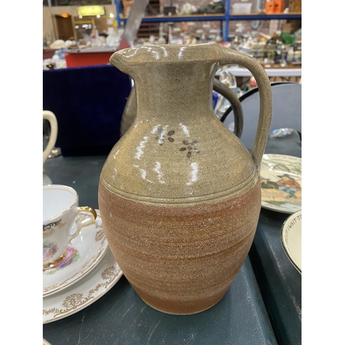 72 - FOUR STONEWARE STUDIO POTTERY JUGS