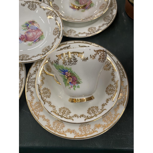 73 - A QUANTITY OF LUBERN 'CRINOLINE LADY' CHINA TO INCLUDE CUPS, SAUCERS AND SIDE PLATES