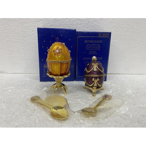 78 - TWO ATLAS EDITIONS DECORATIVE EGGS - BOXED