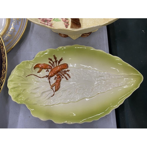 80 - TWO PIECES OF CARLTON WARE (AUSTRALIA), ONE A MAJOLICA STYLE OVAL PLATE WITH LOBSTER DESIGN, THE OTH... 