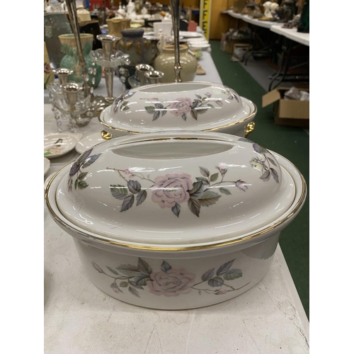 93 - TWO OVAL SHAPED ROYAL WORCESTER TUREENS WITH FLORAL PATTERN