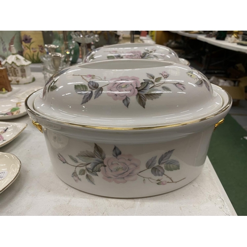 93 - TWO OVAL SHAPED ROYAL WORCESTER TUREENS WITH FLORAL PATTERN