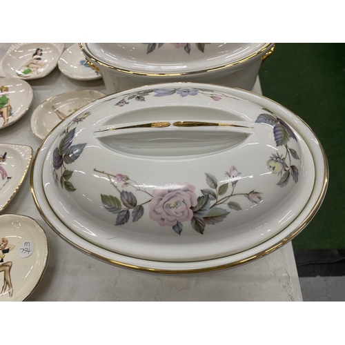 93 - TWO OVAL SHAPED ROYAL WORCESTER TUREENS WITH FLORAL PATTERN