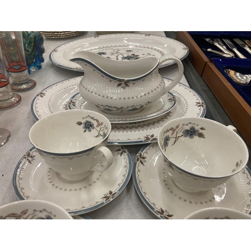 192 - A QUANTITY OF ROYAL DOULTON 'OLD COLONY' TO INCLUDE SERVING PLATES, SAUCE JUG AND SAUCER, CUPS AND S... 