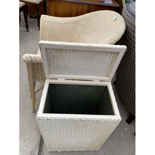 2393 - A LLOYD LOOM BEDROOM CHAIR AND LINEN BASKET