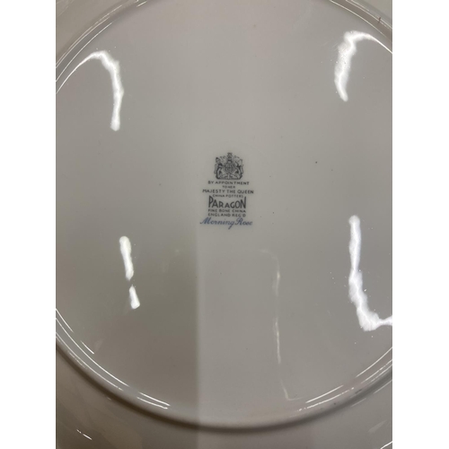 227 - A QUANTITY OF CHINA CAKE PLATES TO INCLUDE PARAGON 'MORNING ROSE', ROYAL ALBERT 'MASQUERADE', MINTON... 