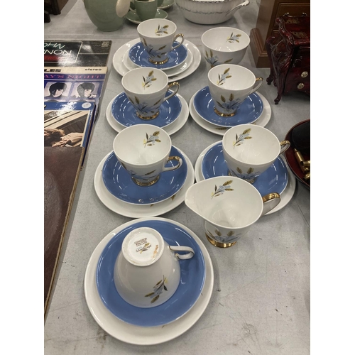 254 - A WINDSOR CHINA 'WINDSWEPT' PART TEASET TO INCLUDE CUPS, SAUCERS, SIDE PLATES, CREAM JUG AND SUGAR B... 