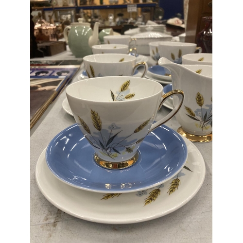 254 - A WINDSOR CHINA 'WINDSWEPT' PART TEASET TO INCLUDE CUPS, SAUCERS, SIDE PLATES, CREAM JUG AND SUGAR B... 