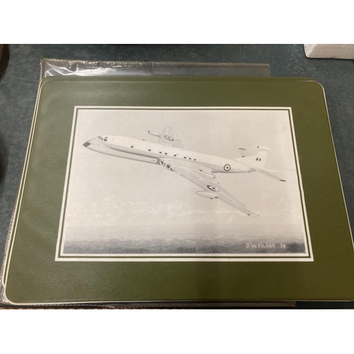 270 - A SET OF SIX BRITISH AEROSPACE PLASTIC PLACEMATS FEATURING DIFFERENT AVRO AIRCRAFT, SIGNED AND DATED... 