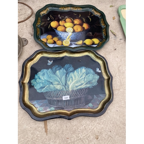 1543 - TWO VINTAGE PAINTED METAL SERVING TRAYS