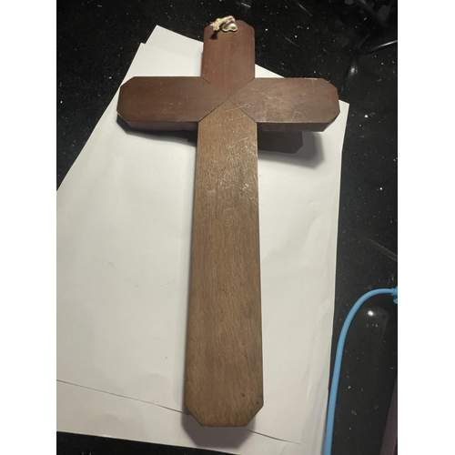 68A - AN INLAID WOODEN CRUCIFIX