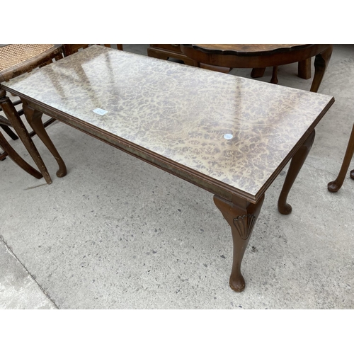 2740 - THREE EDWARDIAN BEDROOM CHAIRS AND WALNUT EFFECT COFFEE TABLE