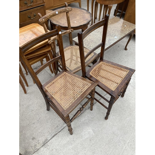 2740 - THREE EDWARDIAN BEDROOM CHAIRS AND WALNUT EFFECT COFFEE TABLE