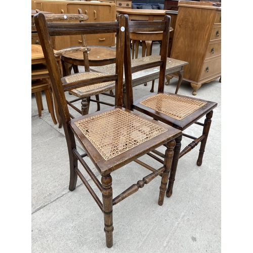 2740 - THREE EDWARDIAN BEDROOM CHAIRS AND WALNUT EFFECT COFFEE TABLE