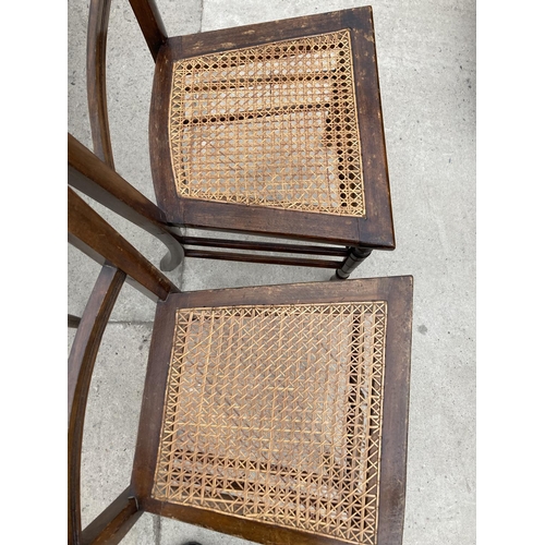 2740 - THREE EDWARDIAN BEDROOM CHAIRS AND WALNUT EFFECT COFFEE TABLE