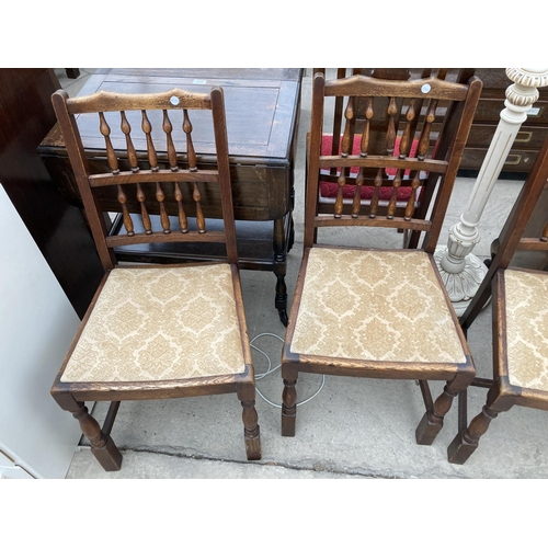 2741 - SIX OAK SPINDLEBACK LANCASHIRE STYLE DINING CHAIRS